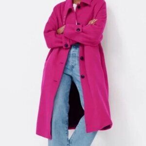 Banana Republic Italian Wool “Oversized” Melton Cocoon Fuschia Pink Coat Medium